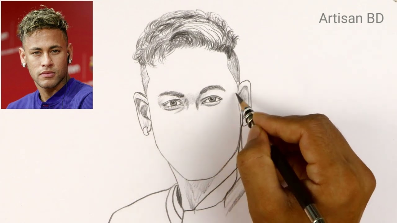 VERY EASY !, How to draw NEYMAR / NO PENCIL, NO ERASER, / Tutorial step by  step drawing for kids - YouTube